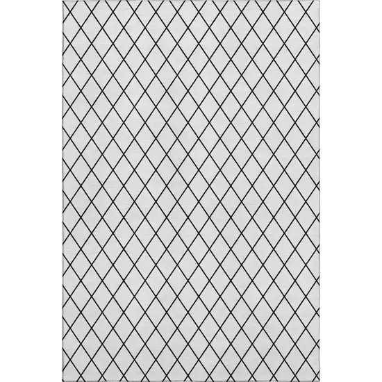 White And Black Geometric Washable Area Rug With UV Protection Photo 1