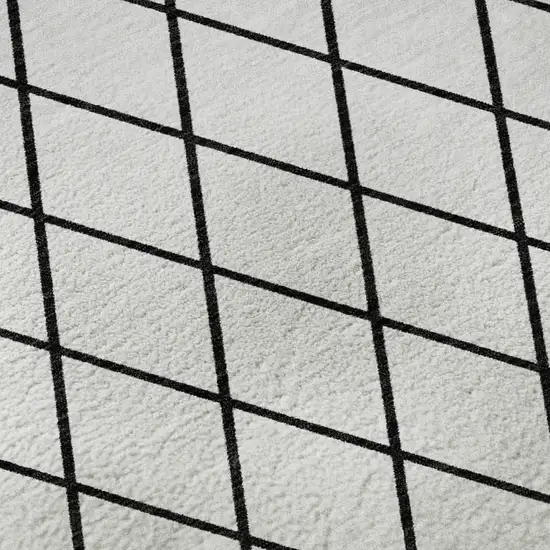 White And Black Geometric Washable Area Rug With UV Protection Photo 9