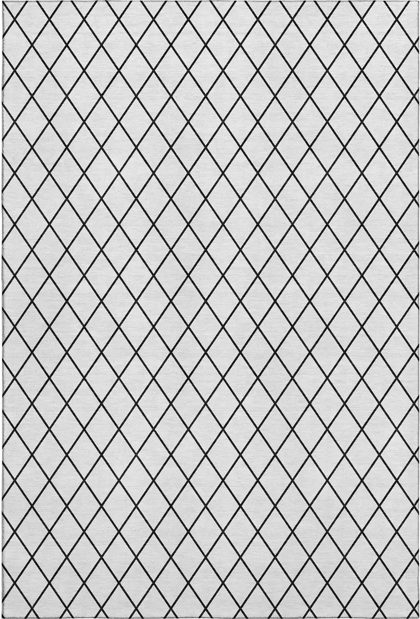 White And Black Geometric Washable Area Rug With UV Protection Photo 1