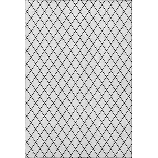 White And Black Geometric Washable Area Rug With UV Protection Photo 3