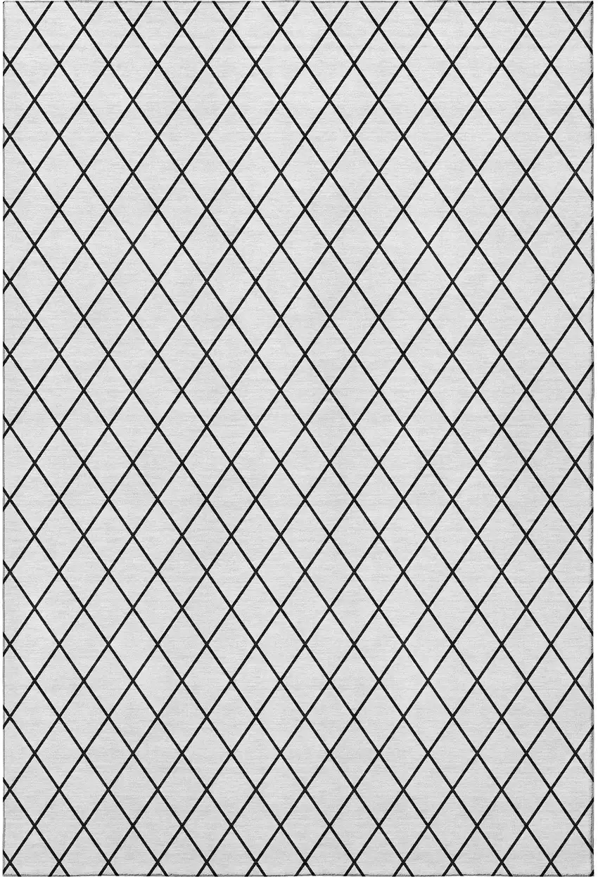 White And Black Geometric Washable Area Rug With UV Protection Photo 3