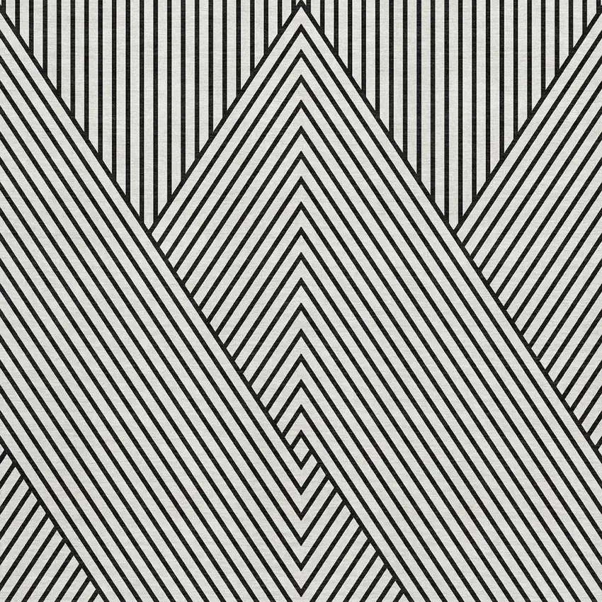 White And Black Geometric Washable Area Rug With UV Protection Photo 4