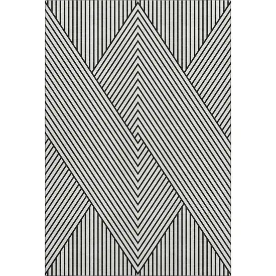White And Black Geometric Washable Area Rug With UV Protection Photo 5