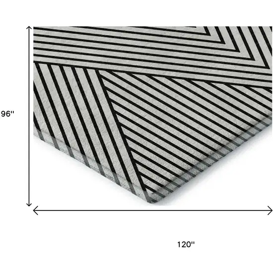 White And Black Geometric Washable Area Rug With UV Protection Photo 9