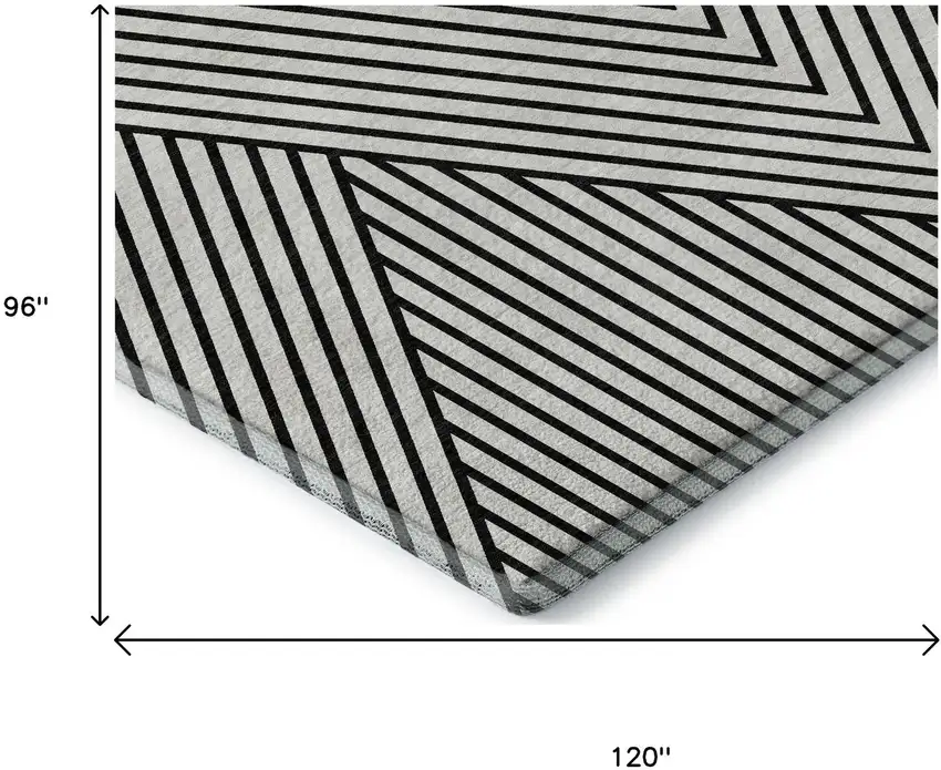 White And Black Geometric Washable Area Rug With UV Protection Photo 9
