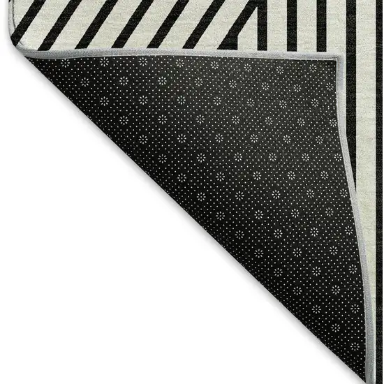 White And Black Geometric Washable Area Rug With UV Protection Photo 6