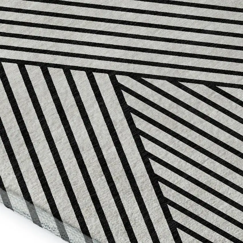White And Black Geometric Washable Area Rug With UV Protection Photo 2