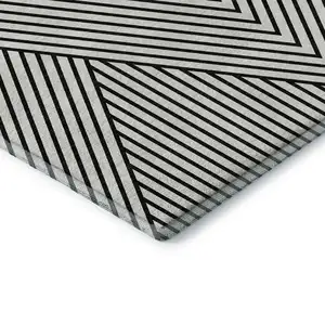 Photo of White And Black Geometric Washable Area Rug With UV Protection