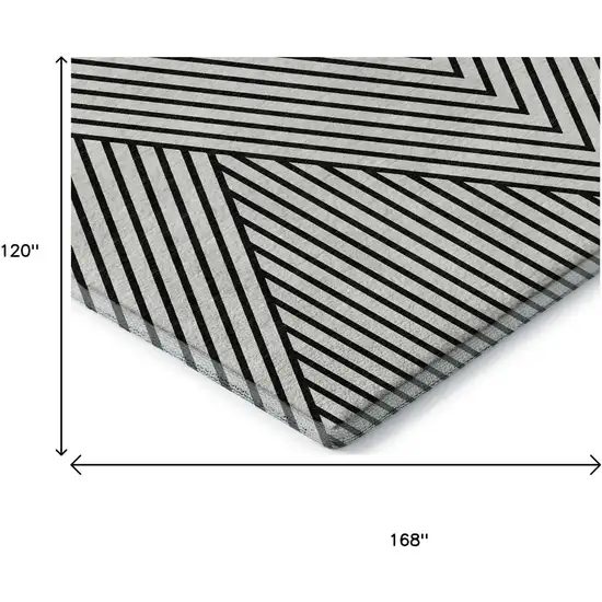 White And Black Geometric Washable Area Rug With UV Protection Photo 9
