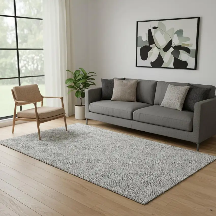 White And Black Geometric Washable Area Rug With UV Protection Photo 2