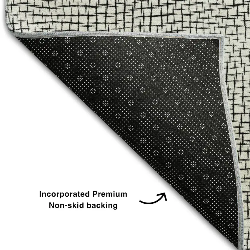 White And Black Geometric Washable Area Rug With UV Protection Photo 6