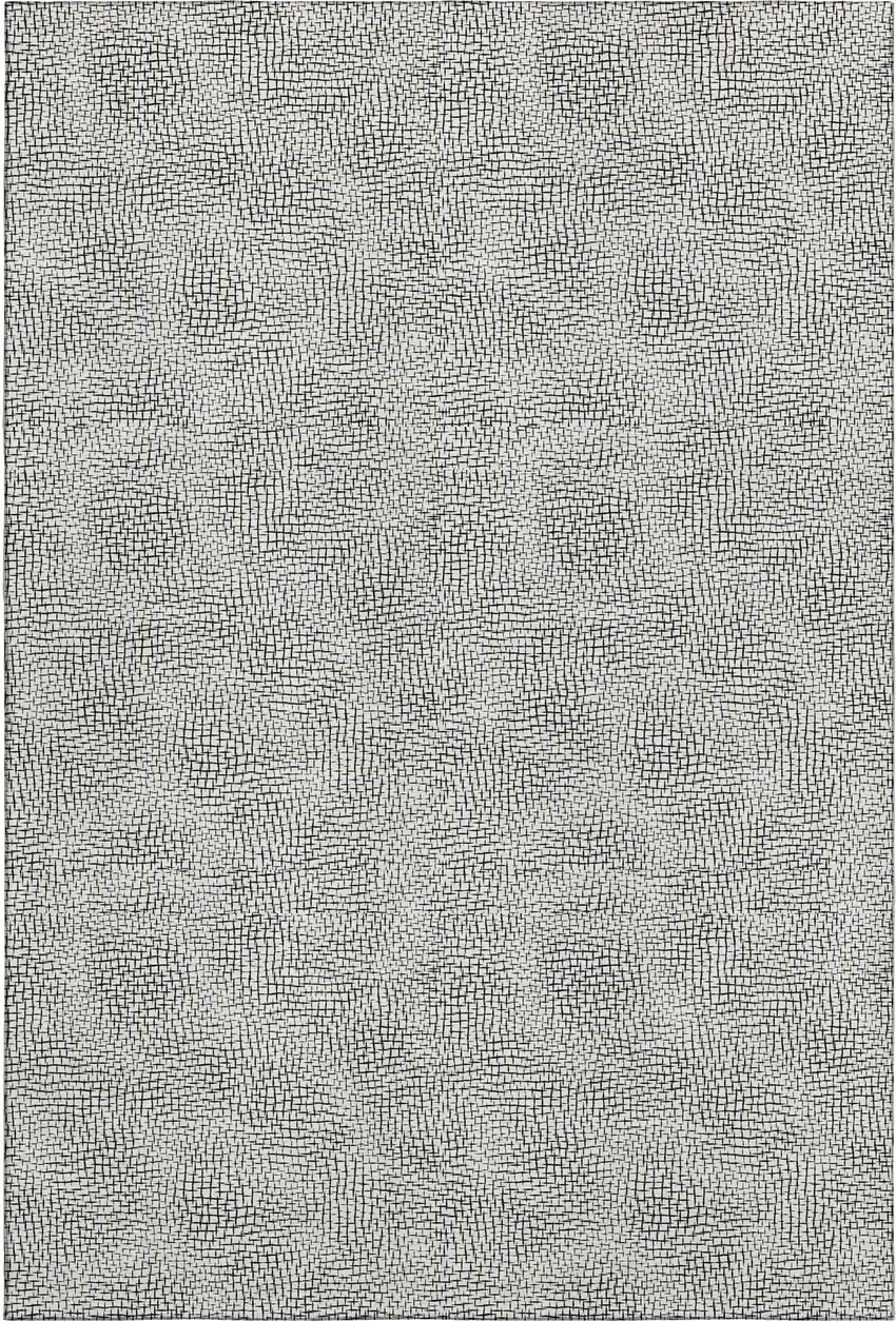 White And Black Geometric Washable Area Rug With UV Protection Photo 1