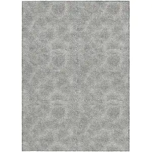 Photo of White And Black Geometric Washable Indoor Outdoor Area Rug