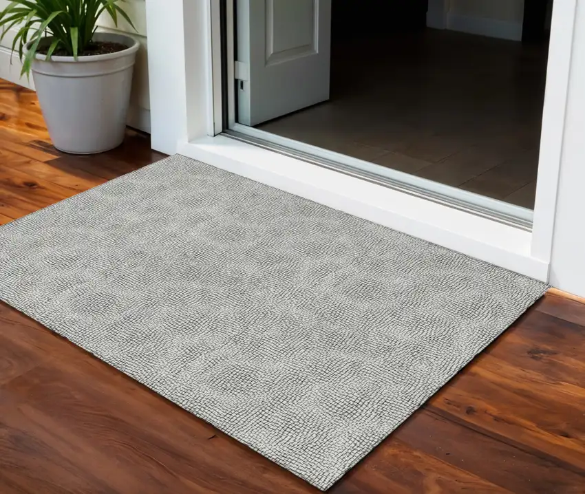 White And Black Geometric Washable Indoor Outdoor Area Rug Photo 1