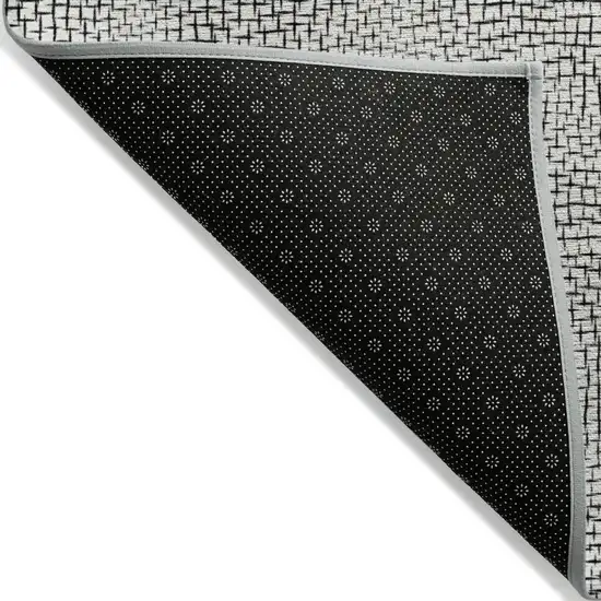White And Black Geometric Washable Indoor Outdoor Area Rug Photo 3