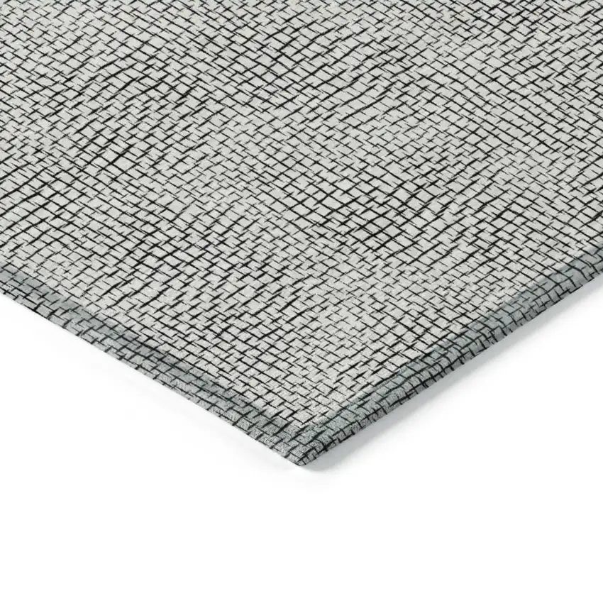 White And Black Geometric Washable Indoor Outdoor Area Rug Photo 4