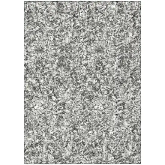 White And Black Geometric Washable Indoor Outdoor Area Rug Photo 2