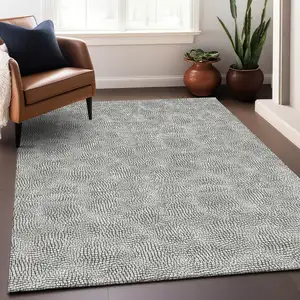 Photo of White And Black Geometric Washable Indoor Outdoor Area Rug