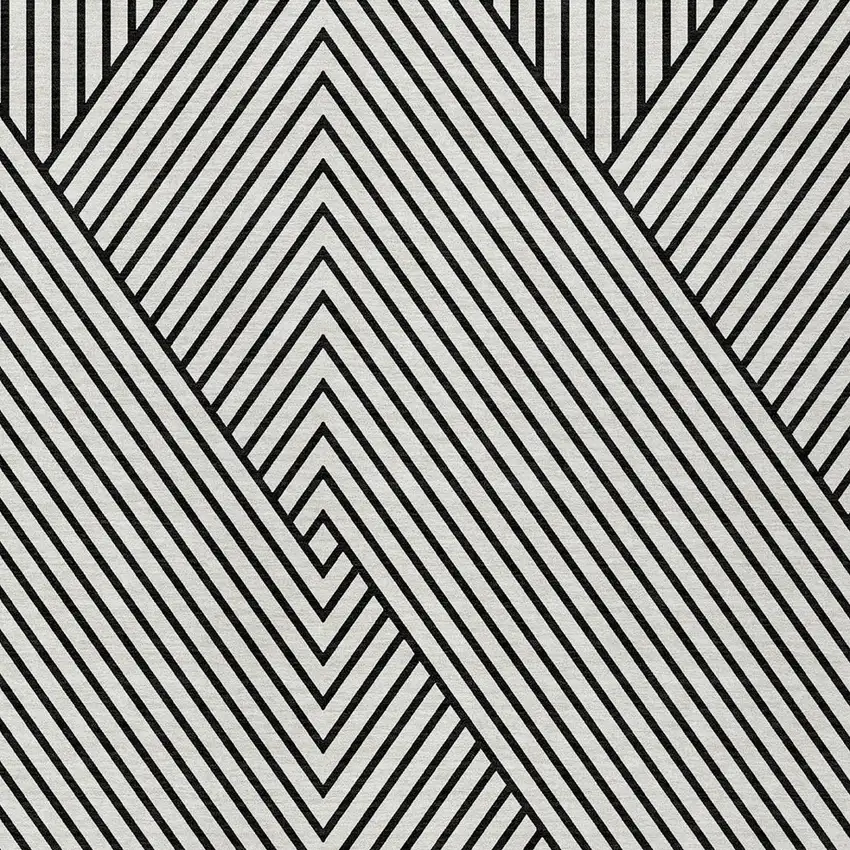 White And Black Geometric Washable Indoor Outdoor Area Rug Photo 5