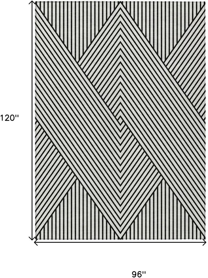 White And Black Geometric Washable Indoor Outdoor Area Rug Photo 3