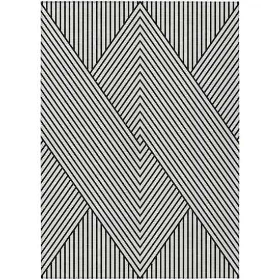 White And Black Geometric Washable Indoor Outdoor Area Rug Photo 2