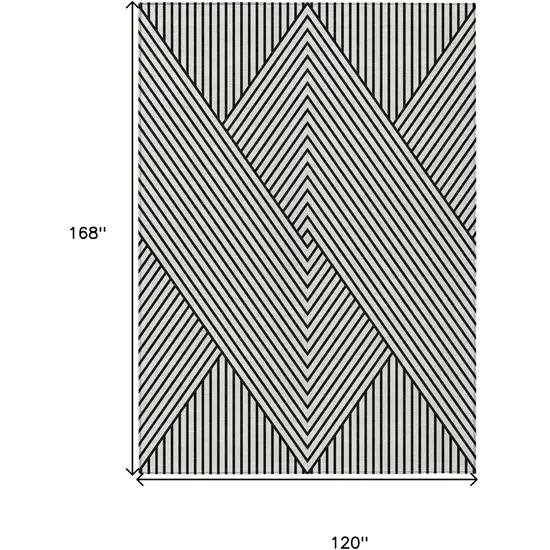 White And Black Geometric Washable Indoor Outdoor Area Rug Photo 3