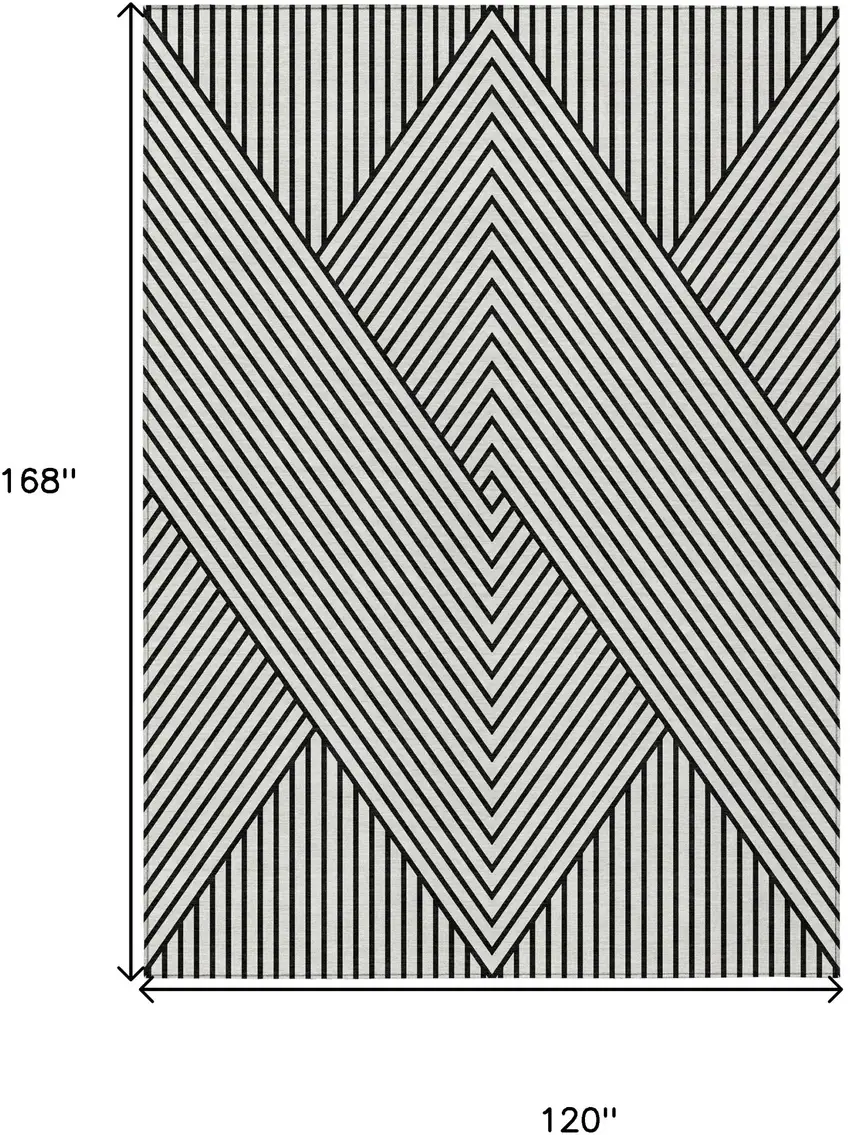 White And Black Geometric Washable Indoor Outdoor Area Rug Photo 3