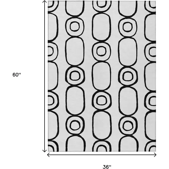 White And Black Geometric Washable Indoor Outdoor Area Rug Photo 3
