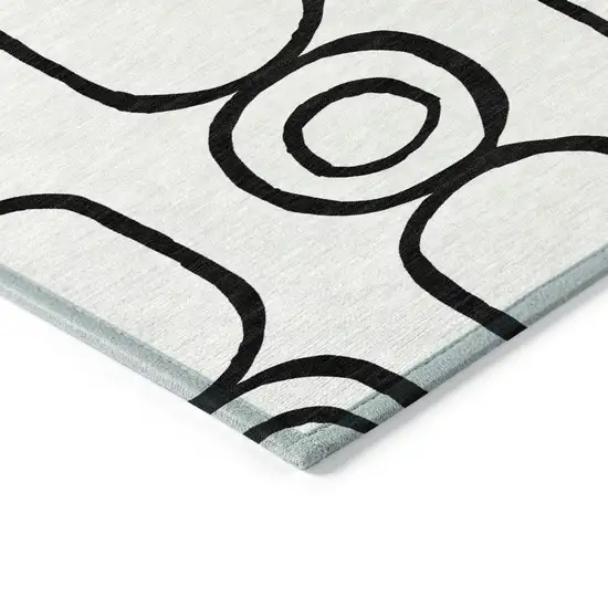 White And Black Geometric Washable Indoor Outdoor Area Rug Photo 6