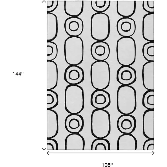 White And Black Geometric Washable Indoor Outdoor Area Rug Photo 3