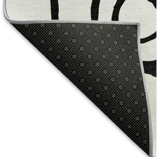 White And Black Geometric Washable Indoor Outdoor Area Rug Photo 5