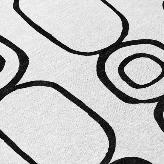 White And Black Geometric Washable Indoor Outdoor Area Rug Photo 8