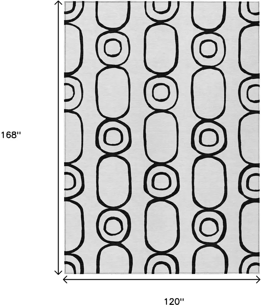 White And Black Geometric Washable Indoor Outdoor Area Rug Photo 3