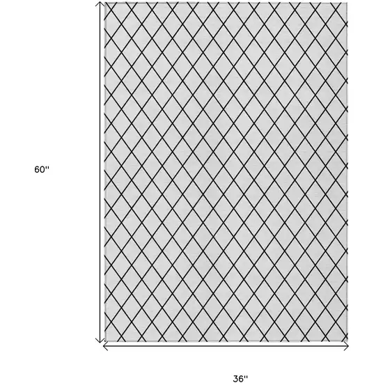 White And Black Geometric Washable Indoor Outdoor Area Rug Photo 3