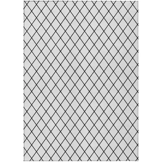 White And Black Geometric Washable Indoor Outdoor Area Rug Photo 2