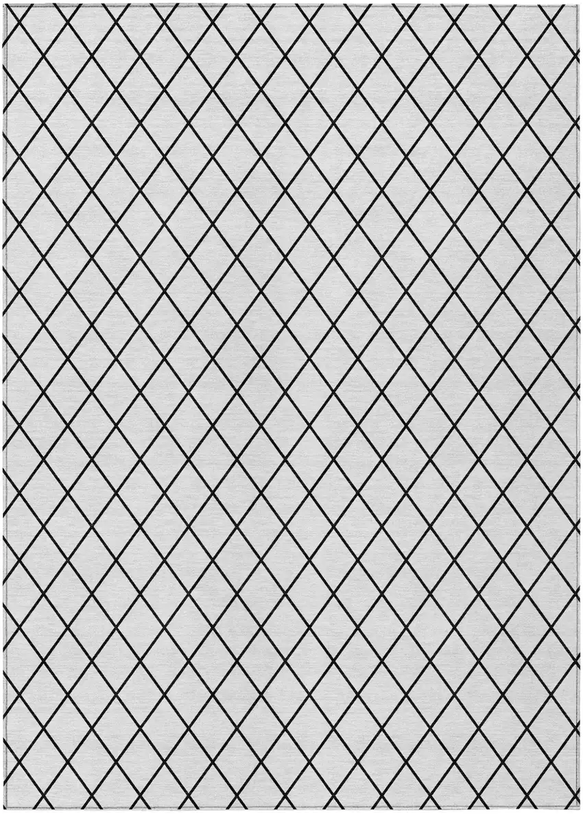 White And Black Geometric Washable Indoor Outdoor Area Rug Photo 2