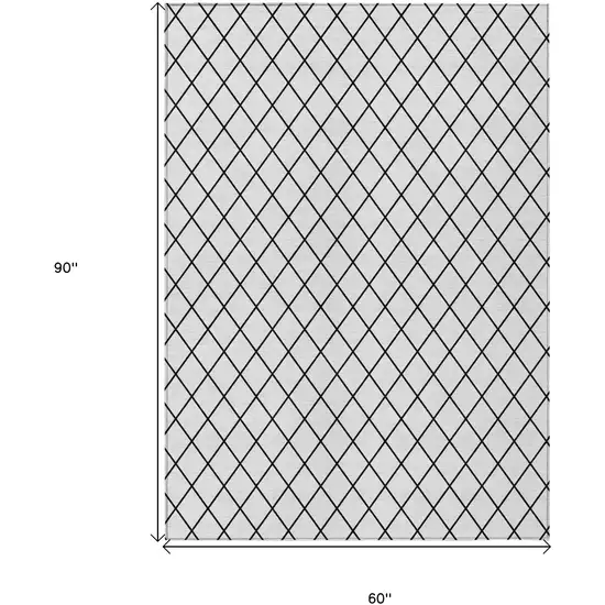 White And Black Geometric Washable Indoor Outdoor Area Rug Photo 3