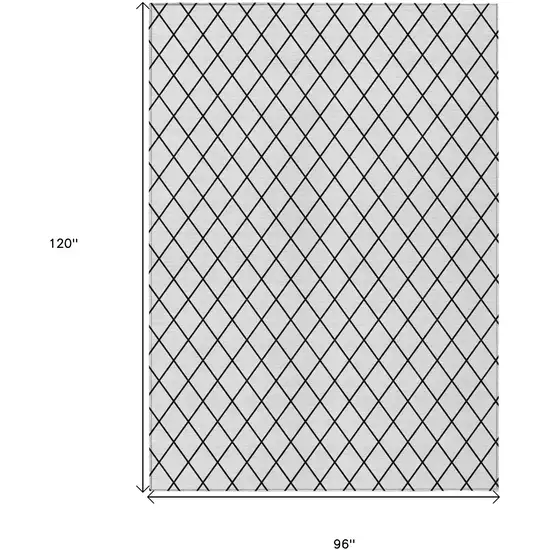White And Black Geometric Washable Indoor Outdoor Area Rug Photo 3