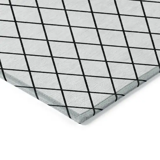 White And Black Geometric Washable Indoor Outdoor Area Rug Photo 4