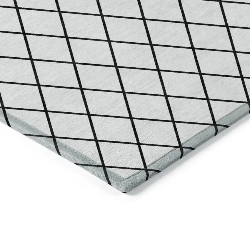 White And Black Geometric Washable Indoor Outdoor Area Rug Photo 4