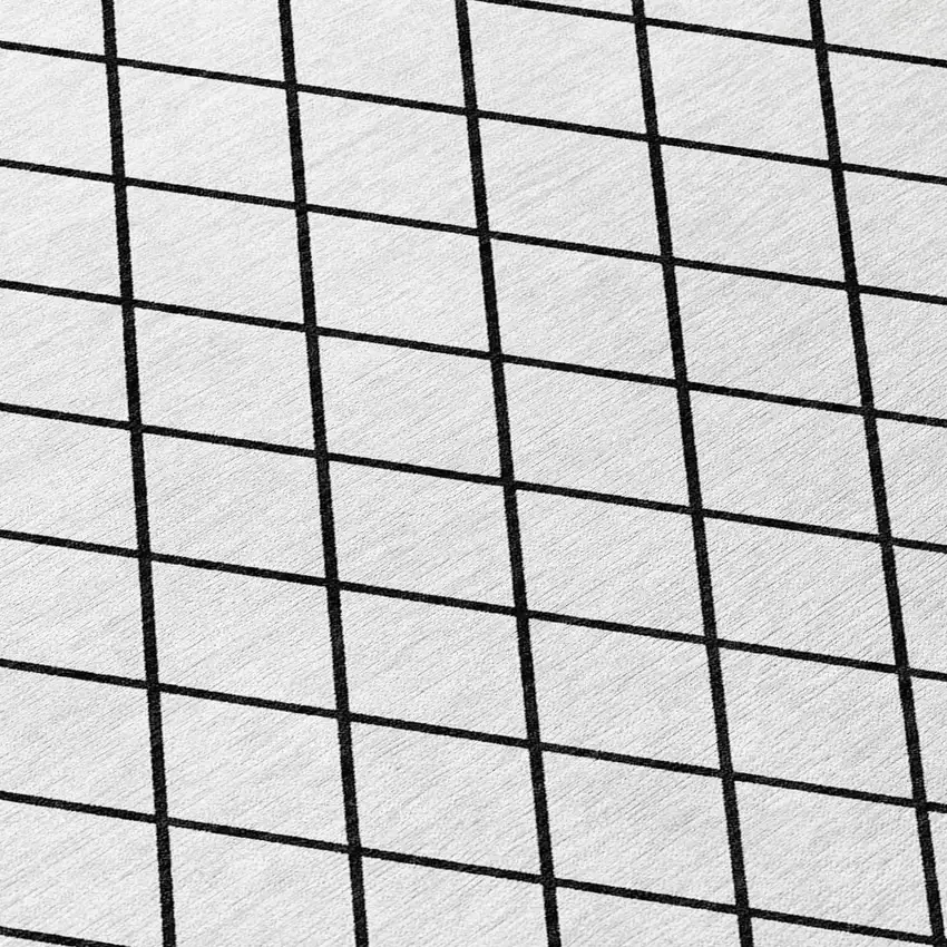 White And Black Geometric Washable Indoor Outdoor Area Rug Photo 5