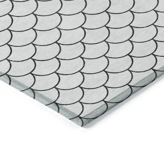 White And Black Geometric Washable Indoor Outdoor Area Rug Photo 4