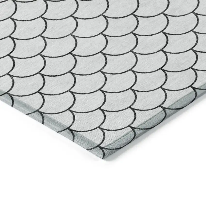 White And Black Geometric Washable Indoor Outdoor Area Rug Photo 4
