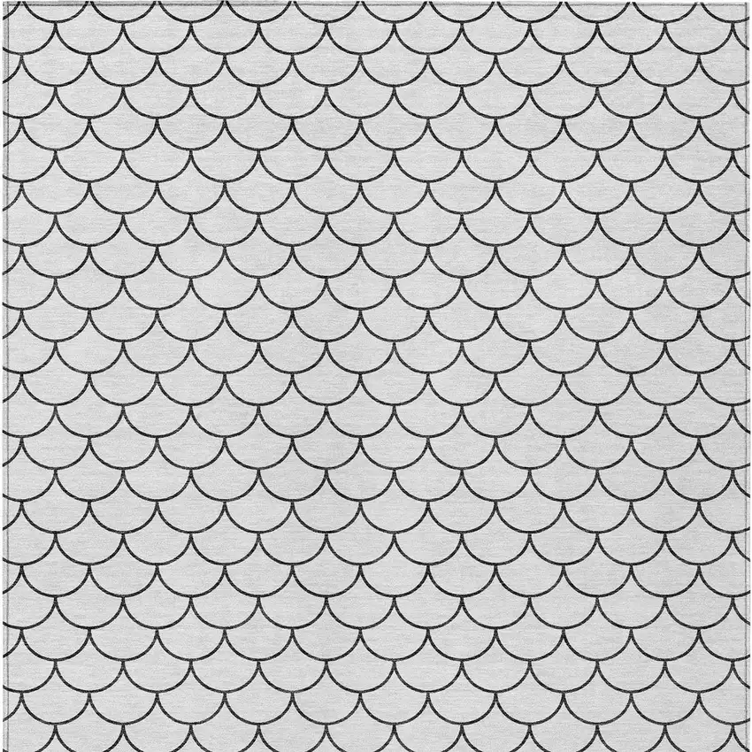White And Black Geometric Washable Indoor Outdoor Area Rug Photo 6