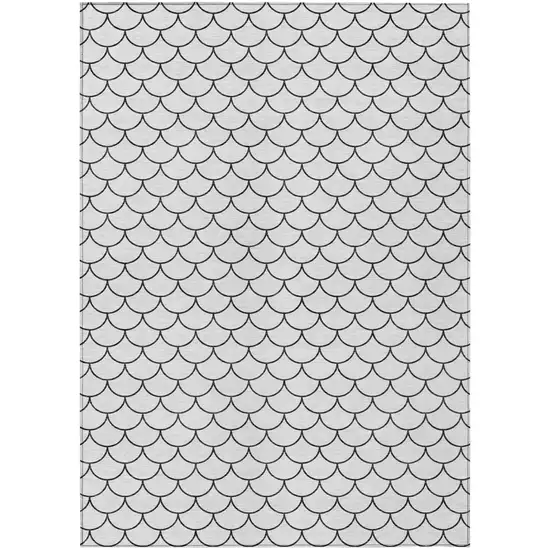 White And Black Geometric Washable Indoor Outdoor Area Rug Photo 2