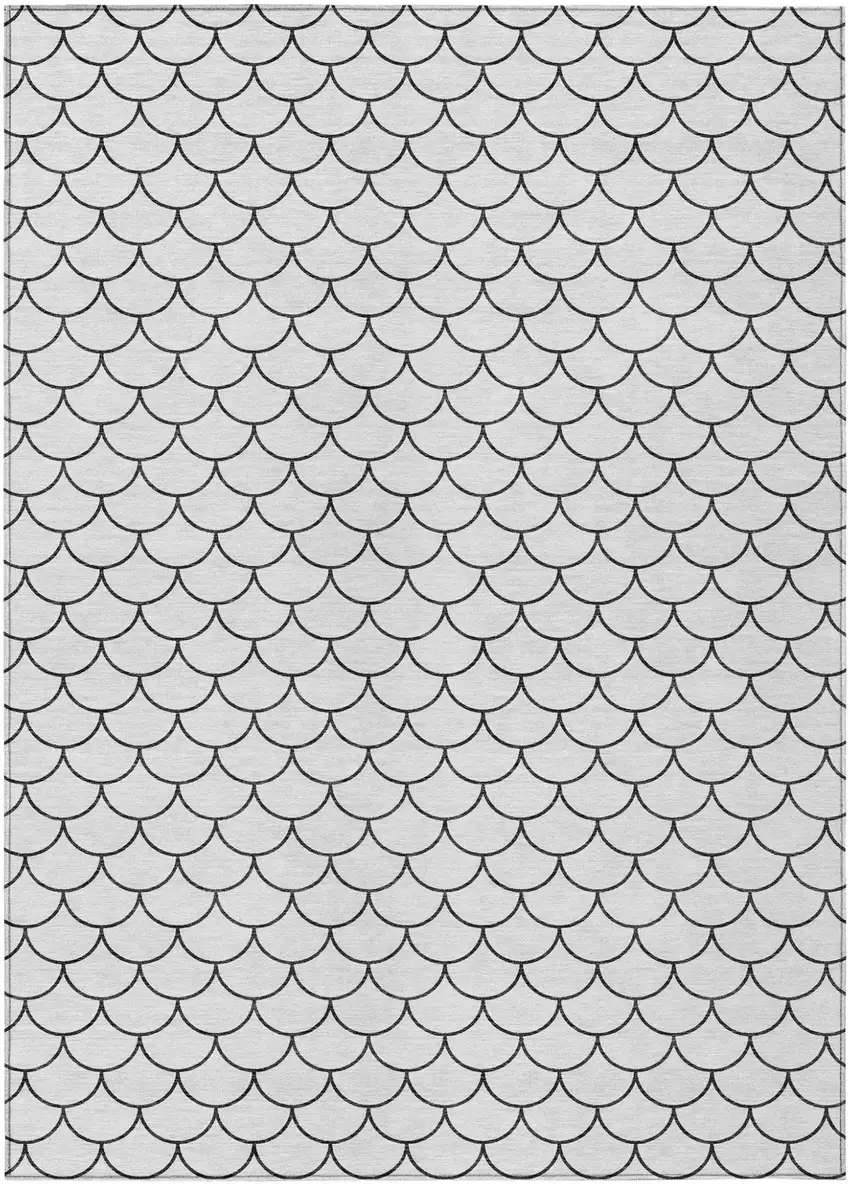 White And Black Geometric Washable Indoor Outdoor Area Rug Photo 2