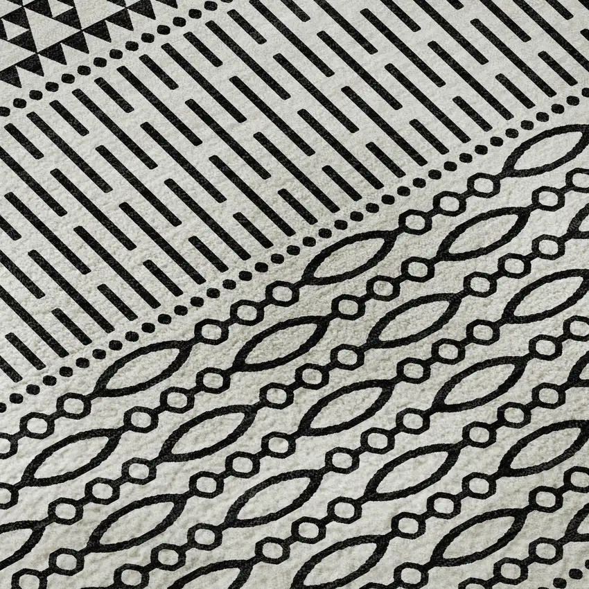 White And Black Striped Washable Area Rug With UV Protection Photo 9
