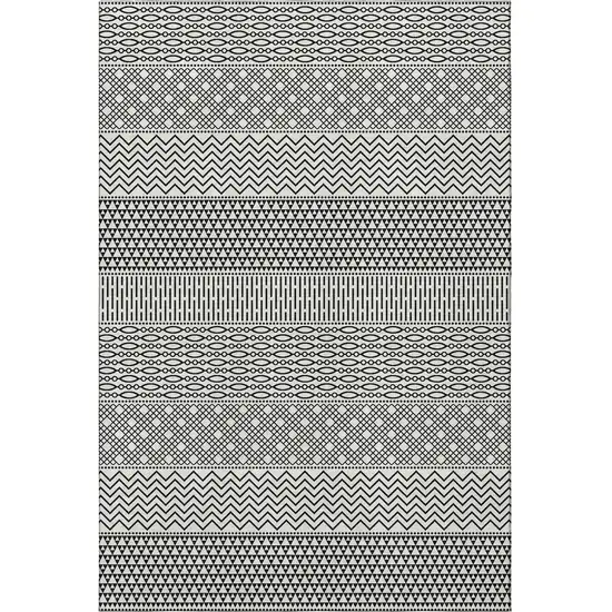 White And Black Striped Washable Area Rug With UV Protection Photo 3