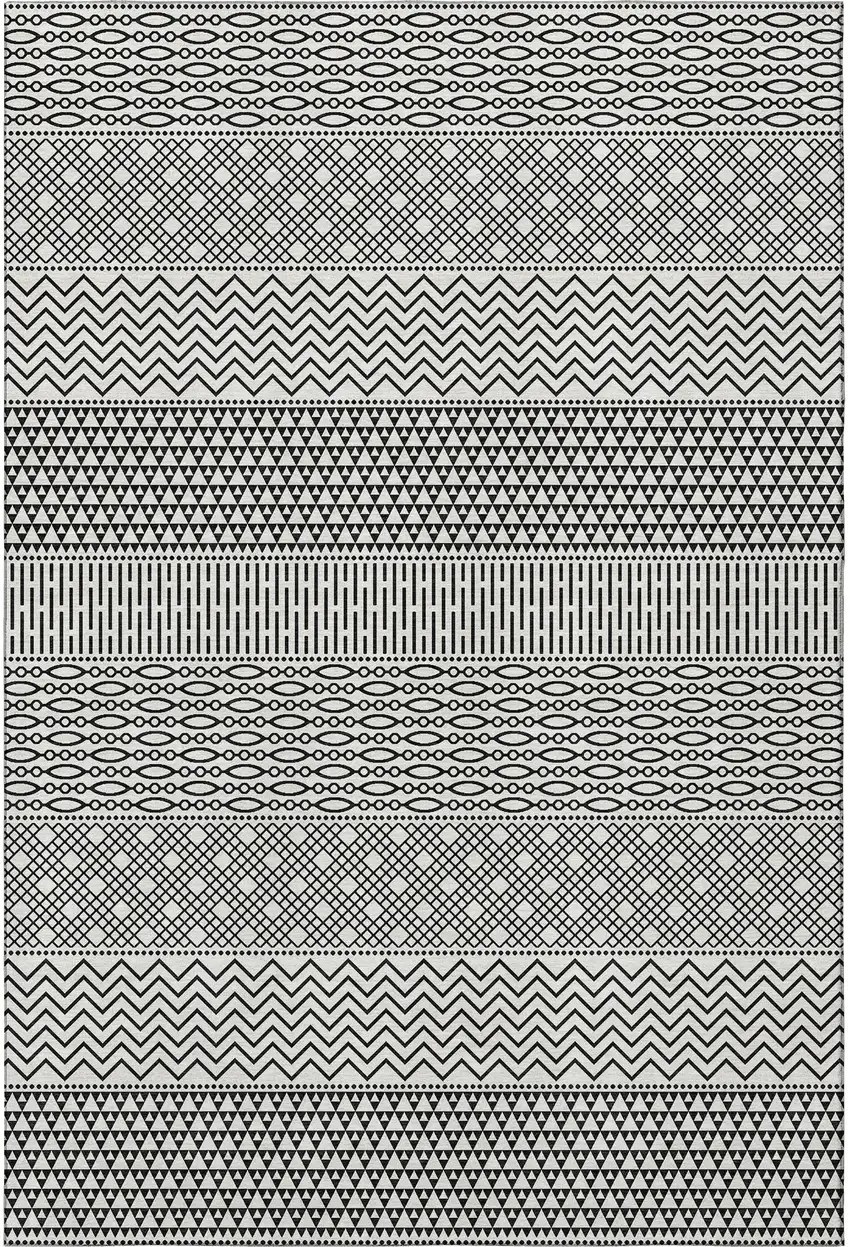 White And Black Striped Washable Area Rug With UV Protection Photo 3