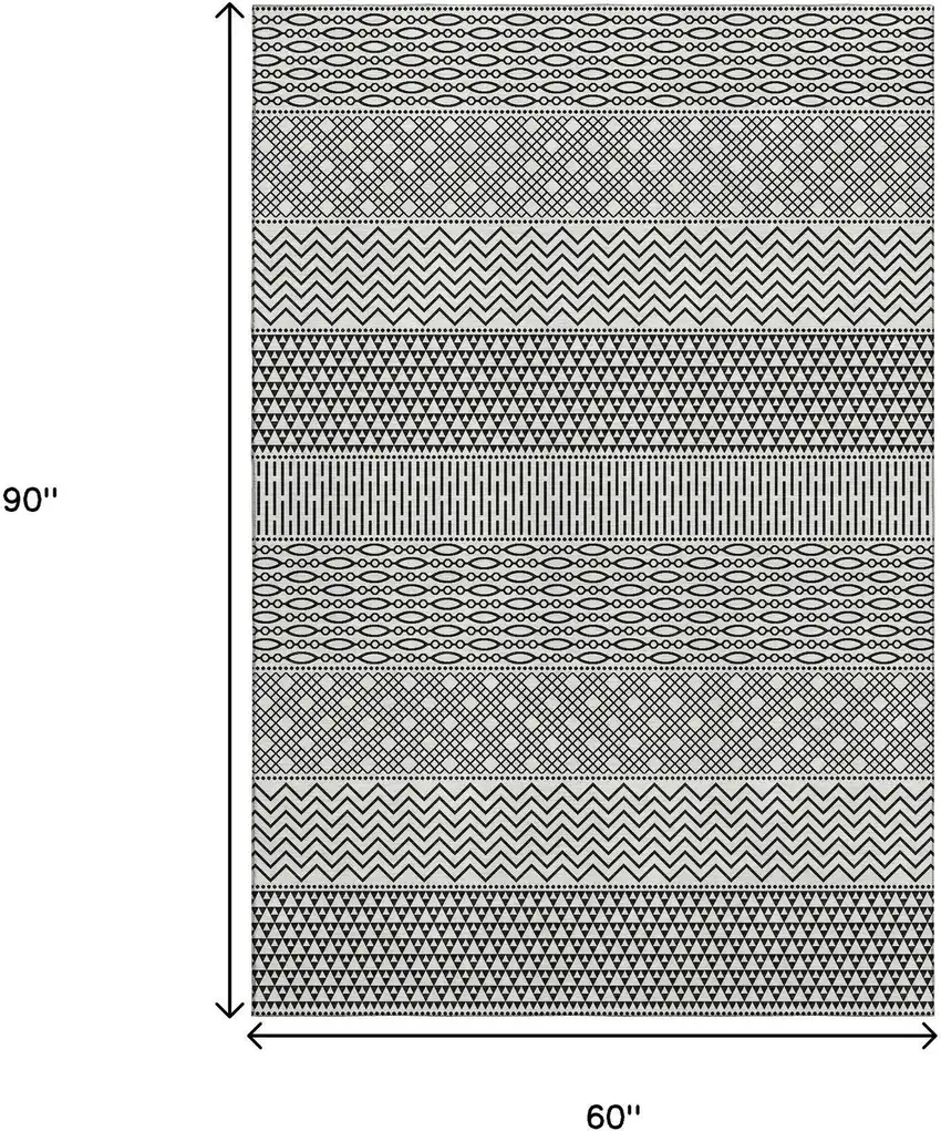 White And Black Striped Washable Area Rug With UV Protection Photo 9